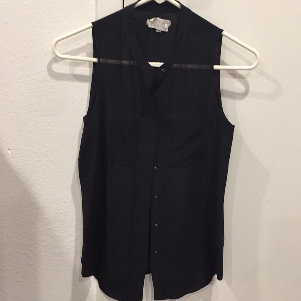 Madewell Black silk button front tank